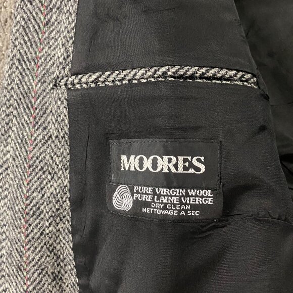 Vintage Harris Tweed Wool Tweed Herringbone Blazer Sport Coat Mens 46 SHORT Gray - Picture 9 of 16